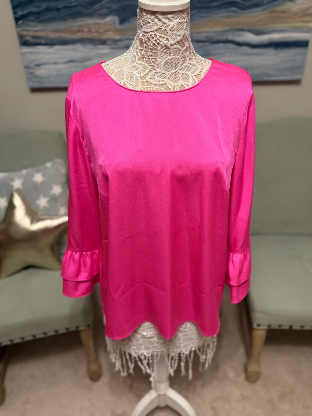 Lilly Pulitzer Bright Pink Women’s Satin Blouse